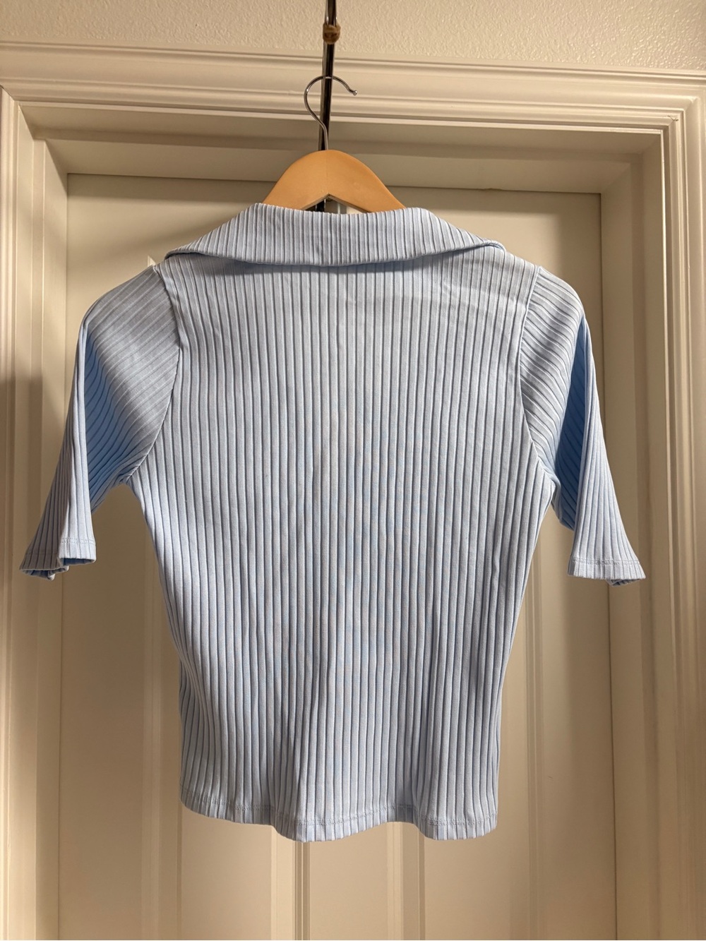Old Navy Ribbed Polo Top | M | Pale Blue - Picture 2 of 6